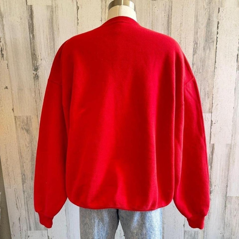 Vintage Russell Athletic Red Christmas Sweatshirt XL Jingle Cross-Stitch bear - Picture 5 of 8